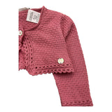 Paz Rodriguez Solid Color Perforated Pink Shrug For Baby Girl