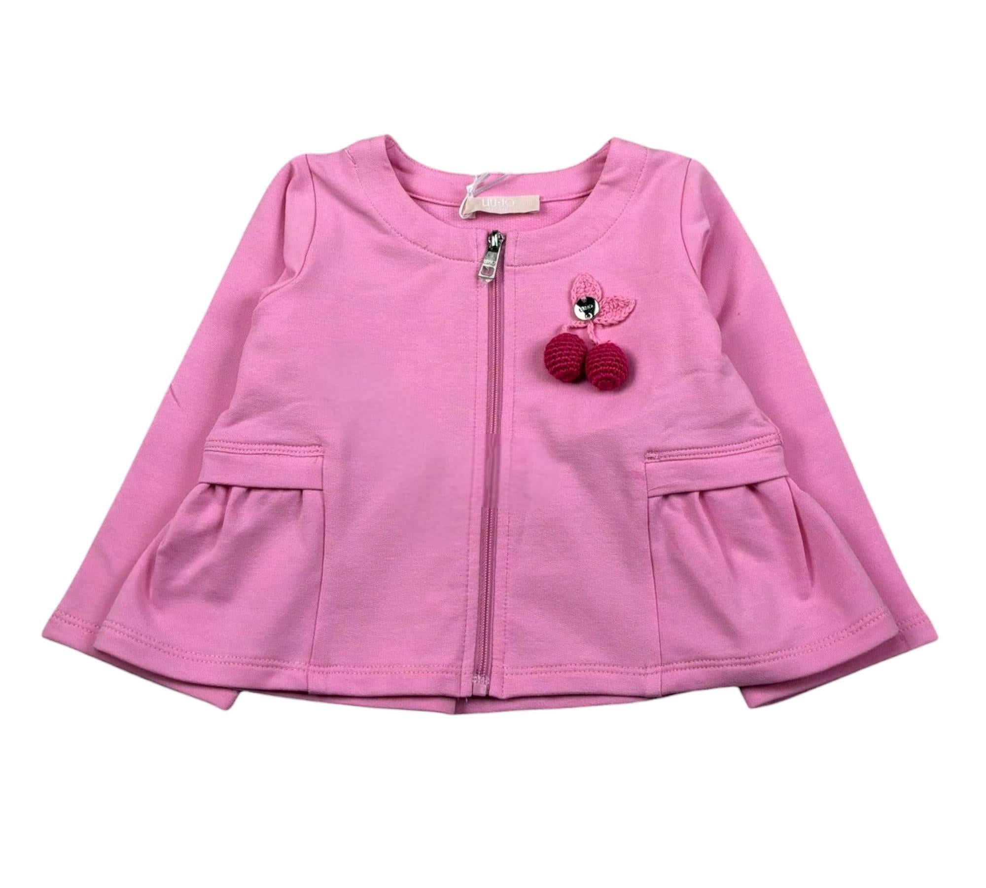 Liu Jo Felpa con Zip Tinta Unita con Ricamo per Neonata HA5084 ROSA LIU JO 