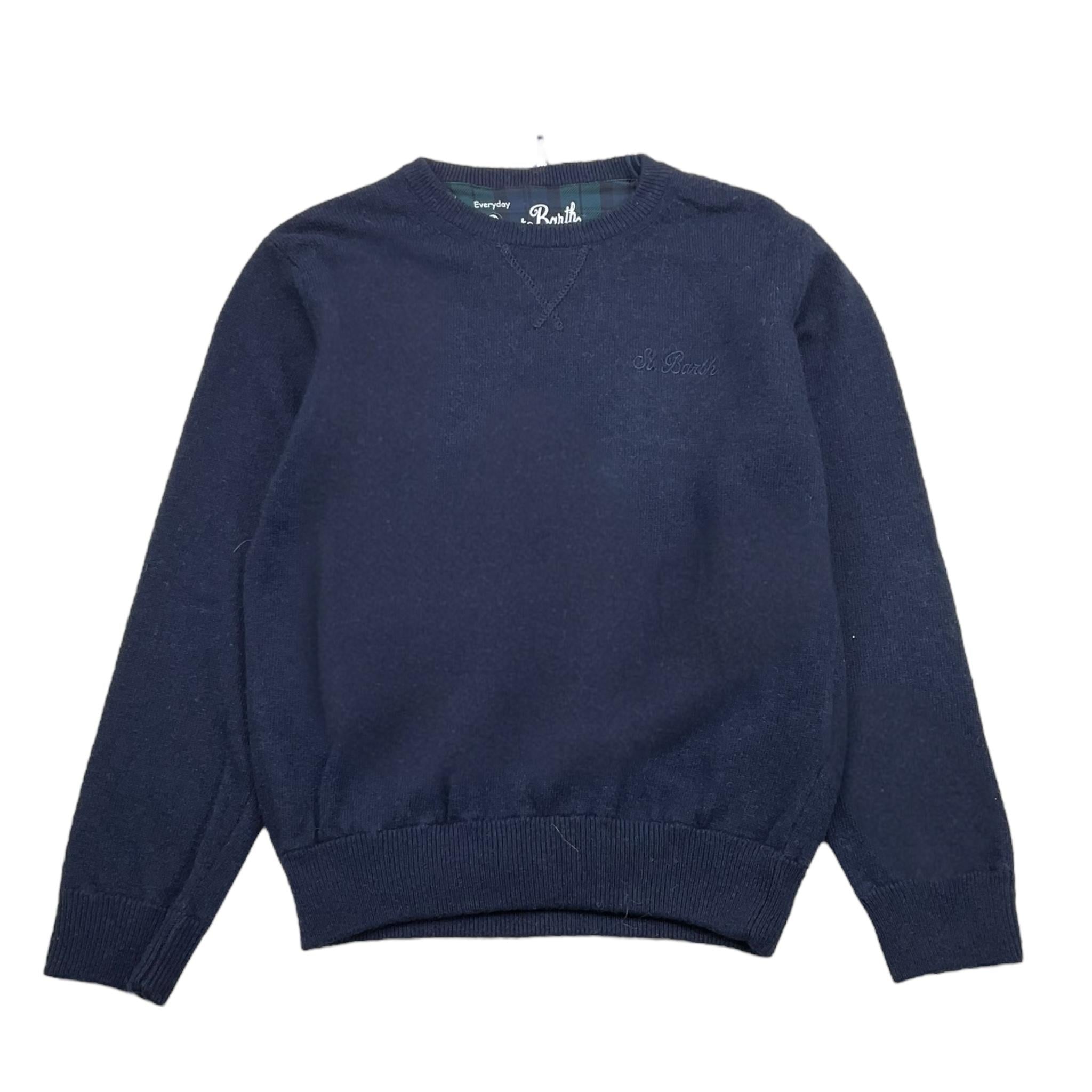 SAINT BARTH maglia tinta unita girocollo con logo Blu per Bambino NIX0003 BLU SAINT BARTH 