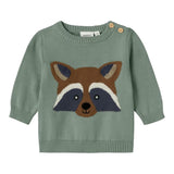 NAME.IT maglia girocollo tinta unita con ricamo animale Verde per Neonato 13233122 VERDE NAME.IT 