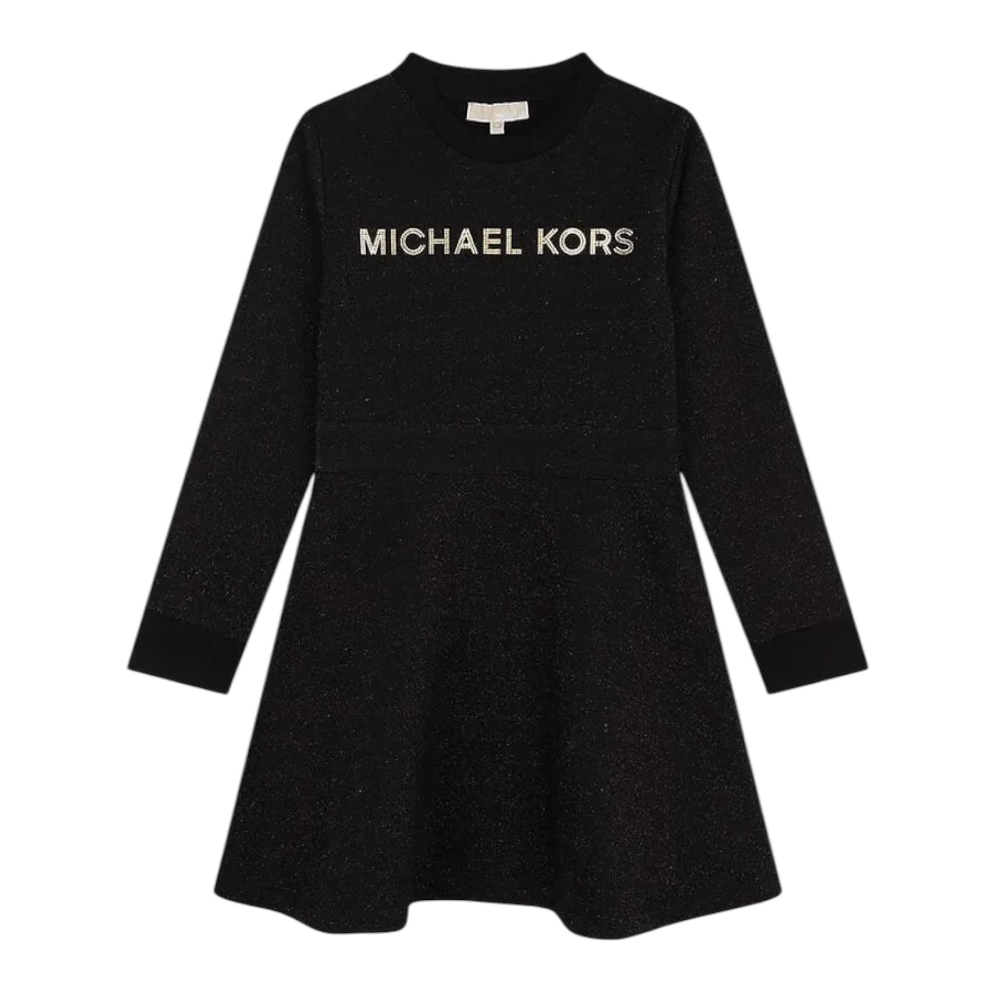 MICHAEL KORS abito girocollo tinta unita con sampa Nero per Neonata R30166N NERO MICHAEL KORS 
