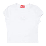 Diesel T-Shirt Girocollo Tinta Unita con Logo per Bambina J01830XX BIANCO DIESEL 
