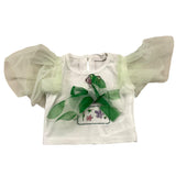 Miss Grant Solid Color Crew Neck T-Shirt with White Tulle Sleeves for Baby Girls