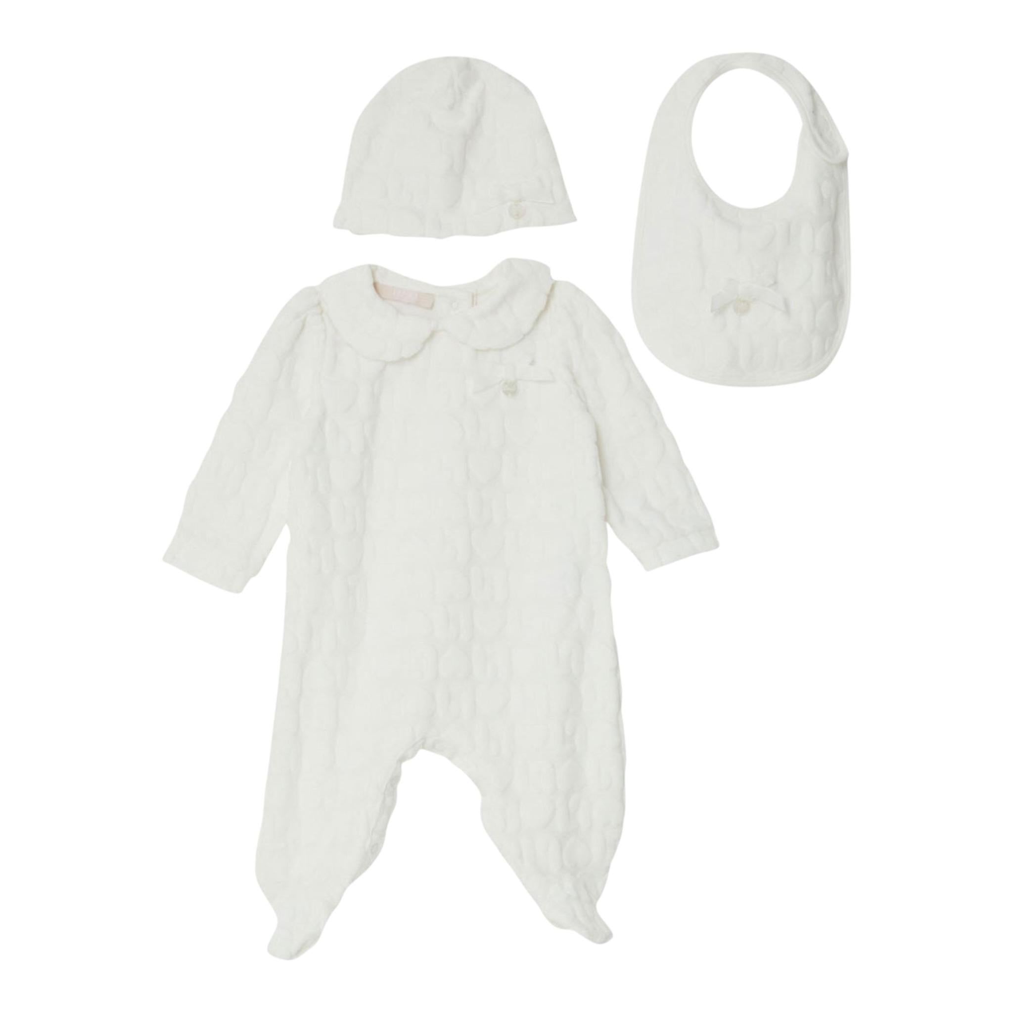 LIU JO set tutina tinta unita con cappello e bavetta in ciniglia Bianco per Neonata HF4001X BIANCO LIU JO 
