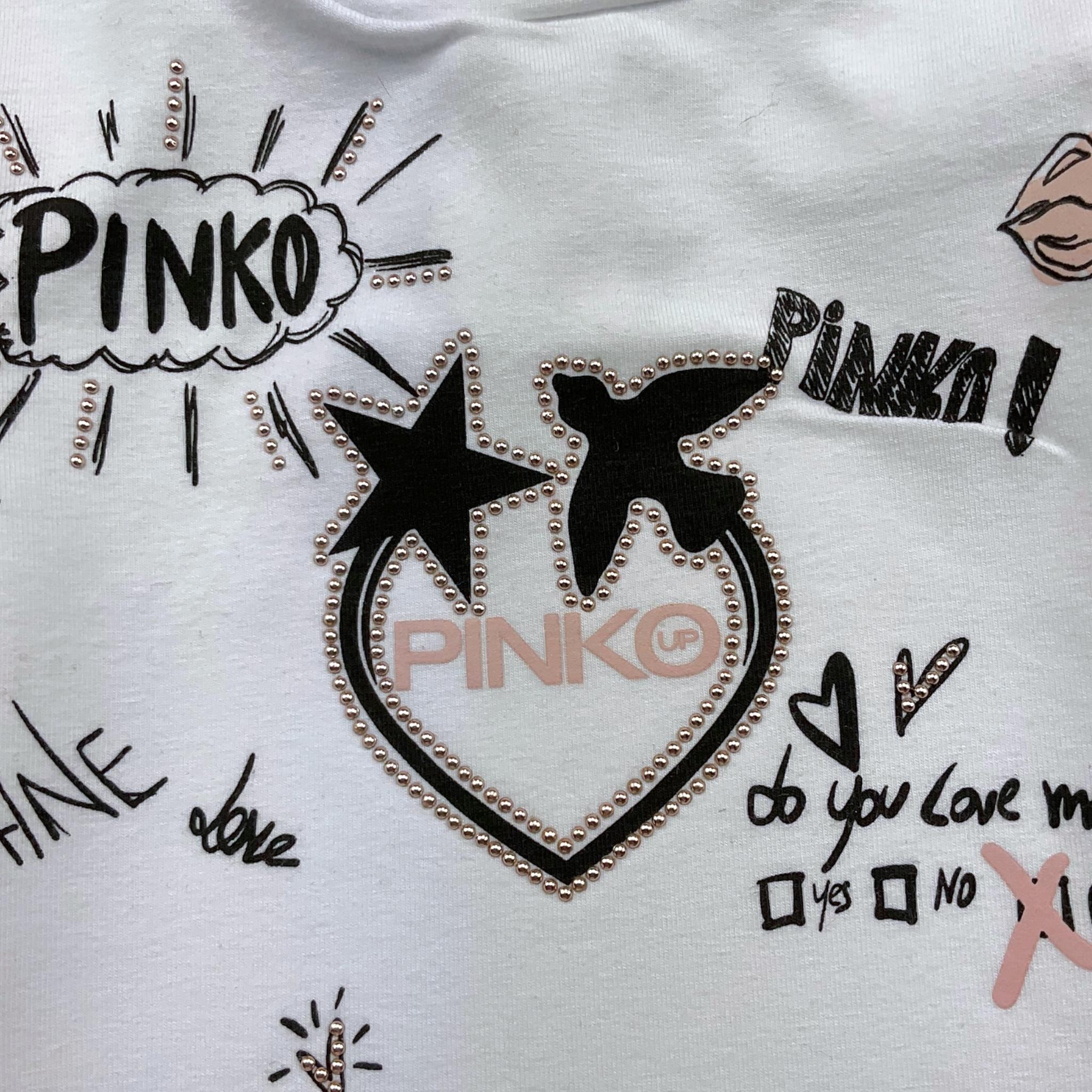 PINKO maglia mezzo collo tinta unita con stampa Bianco per Bambina F4PIBGTN188 BIANCO PINKO 