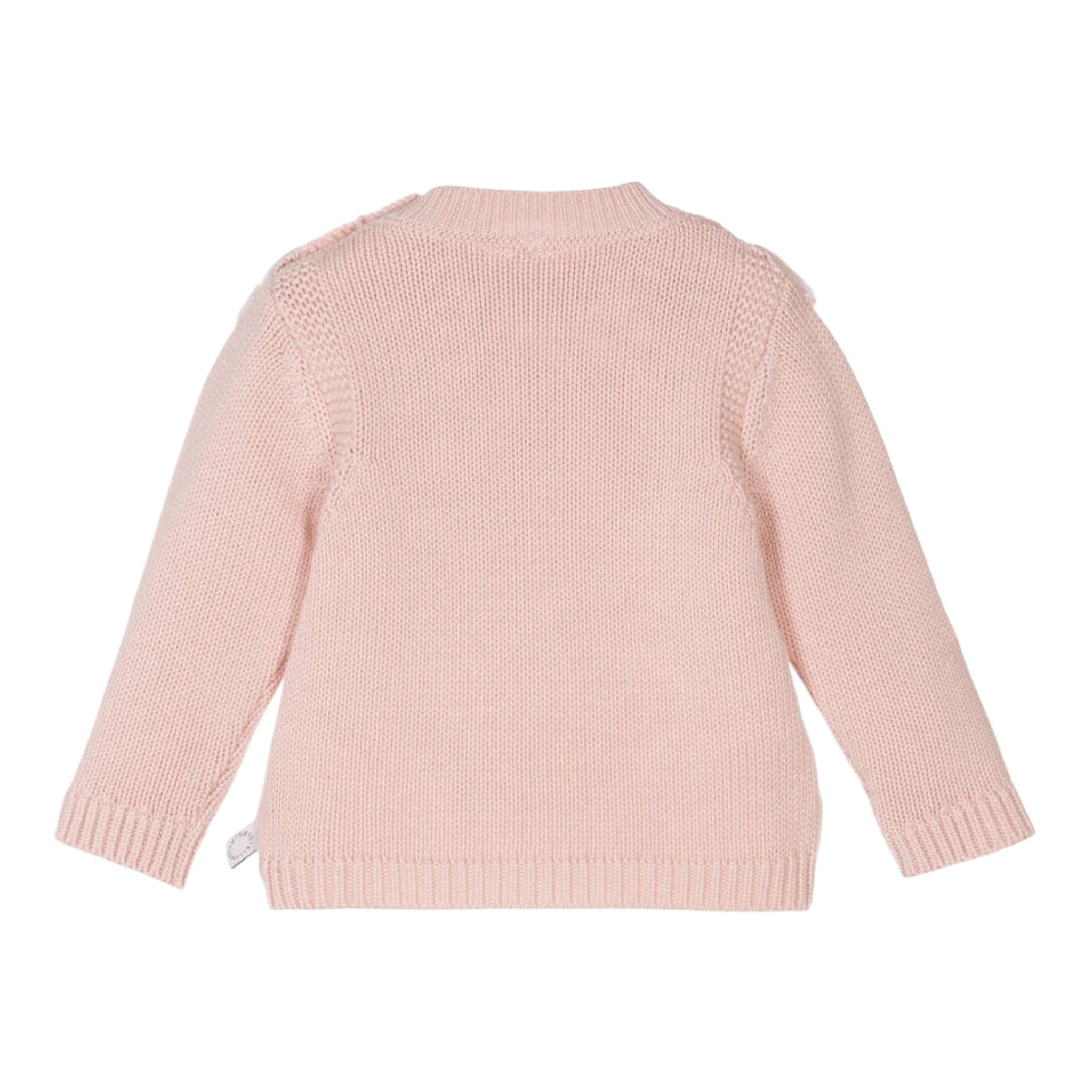 STELLA McCARTNEY maglia girocollo tinta unita con ricami e frange Rosa per Neonata TT9060 ROSA STELLA McCARTNEY 