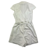 Patrizia Pepe Solid Color Armhole One-Piece Jumpsuit With Belt Cream For Girls