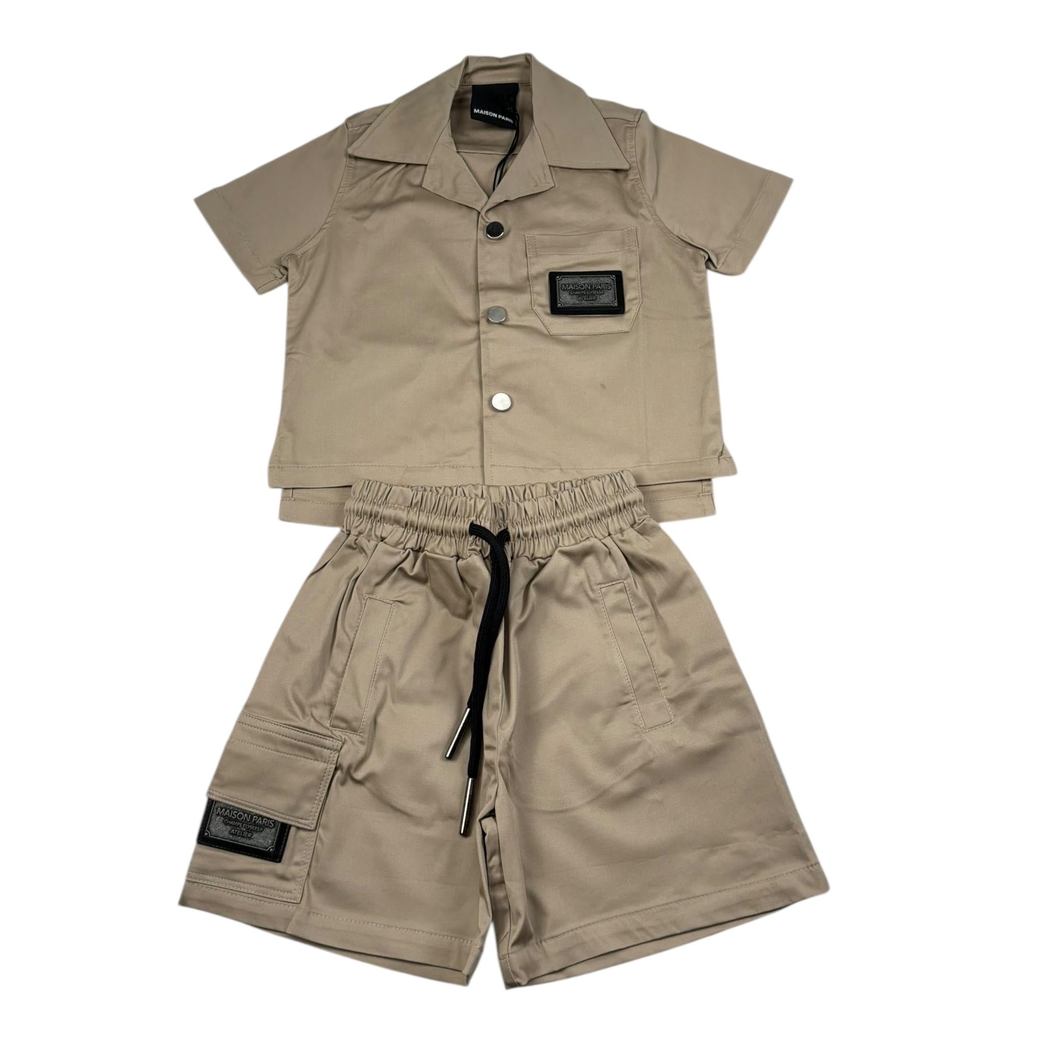 Maison 9 Paris Completo 2 Pezzi Camicia-Bermuda Tinta Unita per Bambino C90010 CAMMELLO MAISON 9 PARIS 