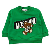 MOSCHINO felpa chiusa girocollo tinta unita con stampa in contrasto Verde per Neonato MVF04Q VERDE MOSCHINO 