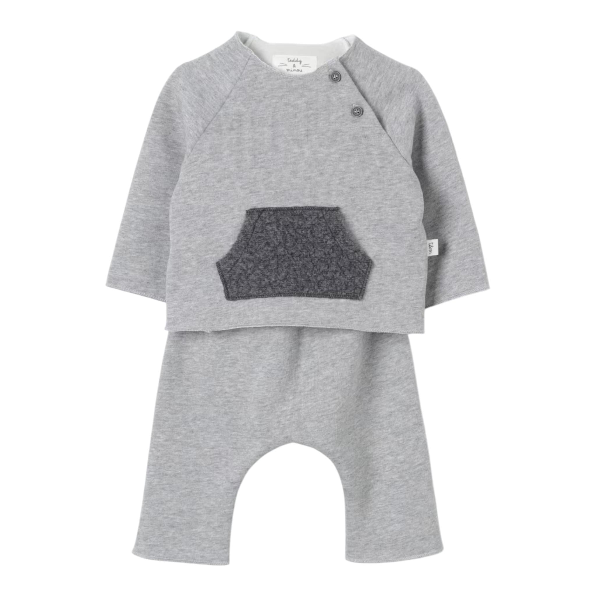 TEDDY E MINOU completo 2 pezzi felpa-pantalone tinta unita Grigio per Neonato I24CP056M0131 GRIGIO TEDDY E MINOU 
