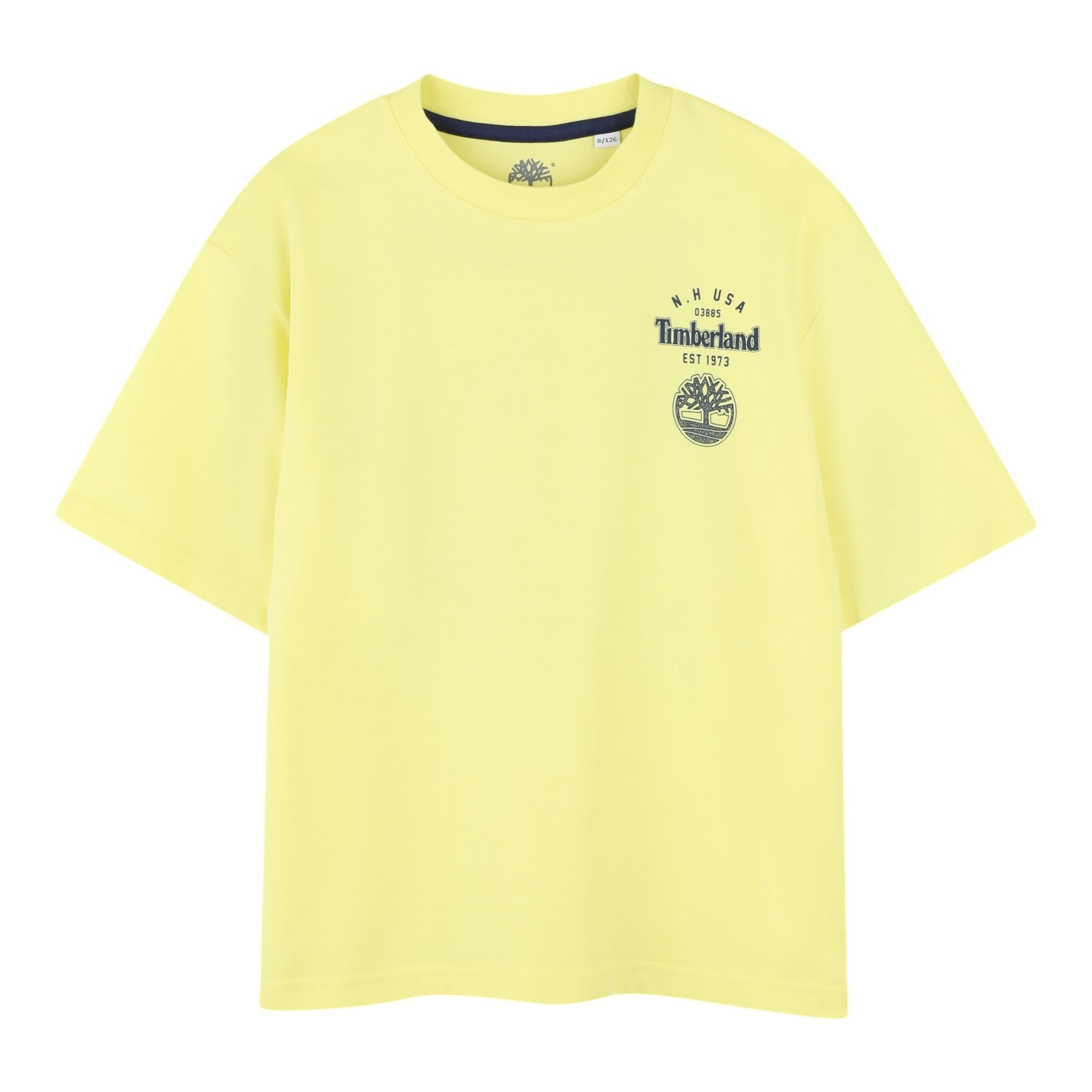 Timberland T-Shirt Girocollo Tinta Unita con Stampa per Bambino T60429 GIALLO TIMBERLAND 