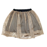 Naida Solid Color Perforated Skirt With Bronze Suttana For Girls