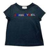 Sonia Rykiel Solid Color Crew Neck T-Shirt With Glitter Black For Girls