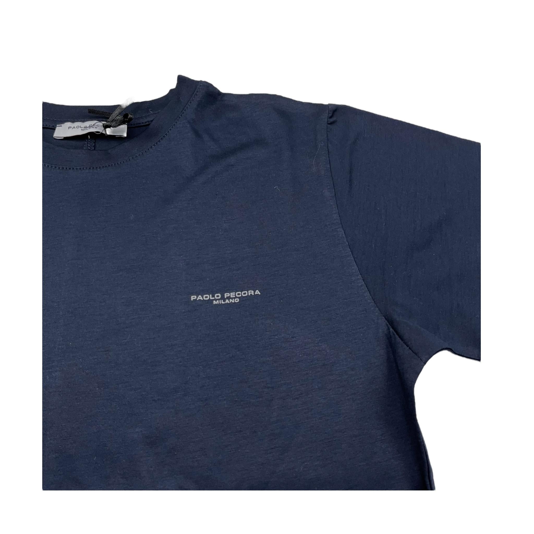 Paolo Pecora T-Shirt Girocollo Tinta Unita con Logo per Bambino PP4052 BLU PAOLO PECORA 