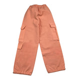 Vicolo Solid Color Cargo Pants With Elastic Waist Peach For Girls