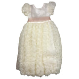 La Stupenderia Solid Color Half Sleeve Dress With Tulle And Ivory Belt For Girls
