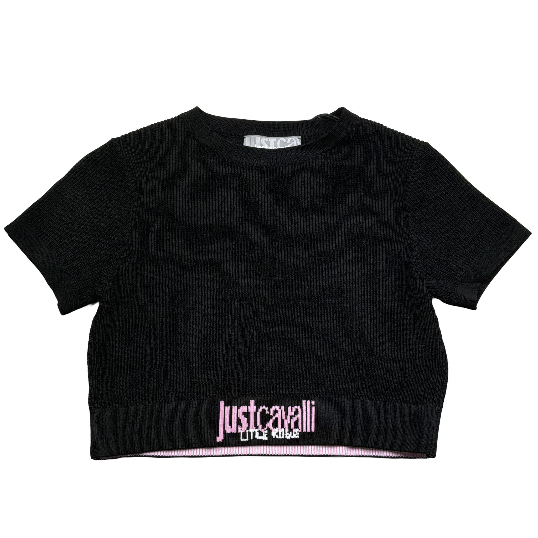Just Cavalli T-Shirt Girocollo Tinta Unita con Logo per Bambina JGP26049TS NERO JUST CAVALLI 