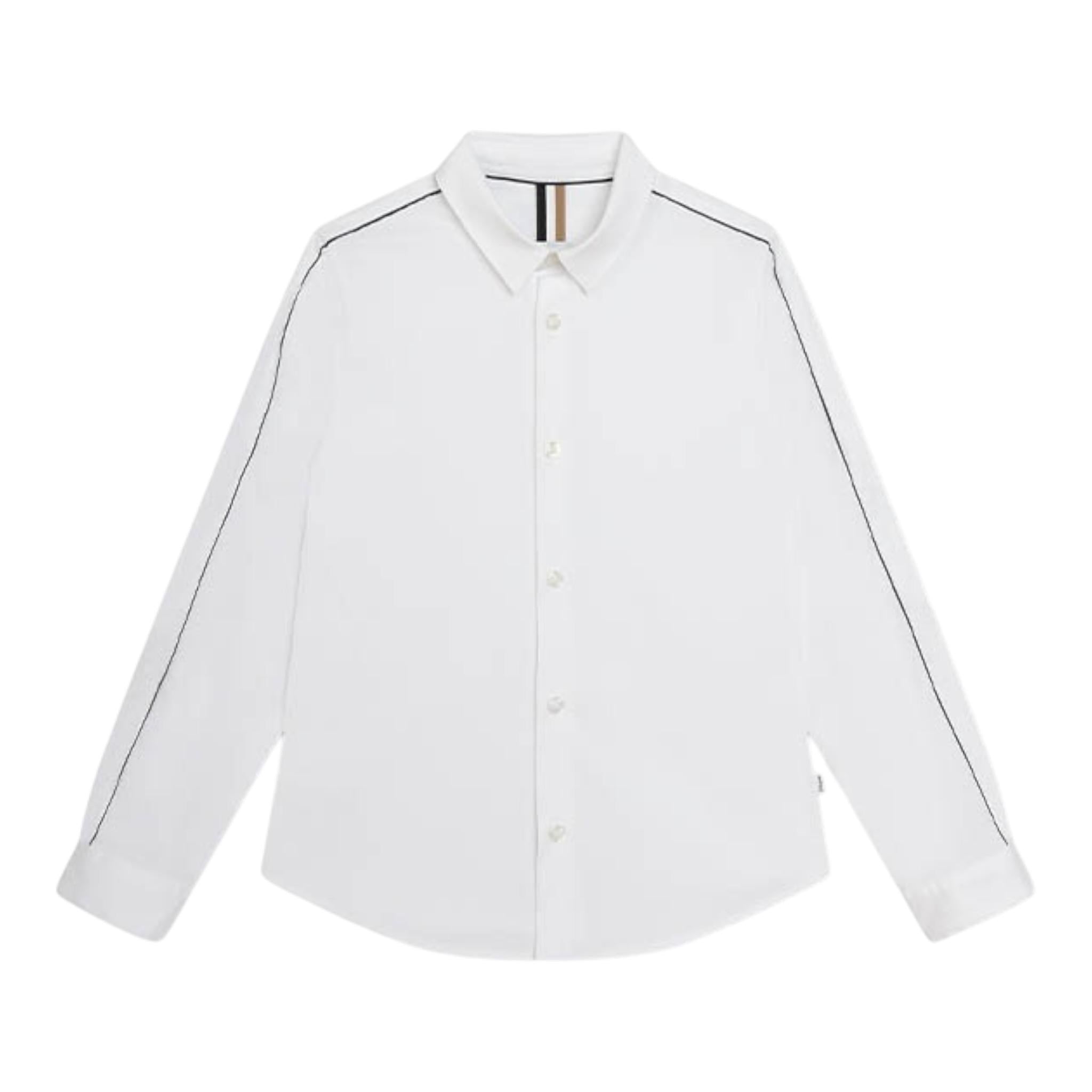 Boss Camicia tinta unita con Contrasto Bianco per Bambino J50697 BIANCO BOSS 