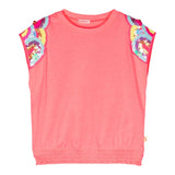 Billieblush Solid Color Sequin Crew Neck T-Shirt With Elastic Pink For Girls