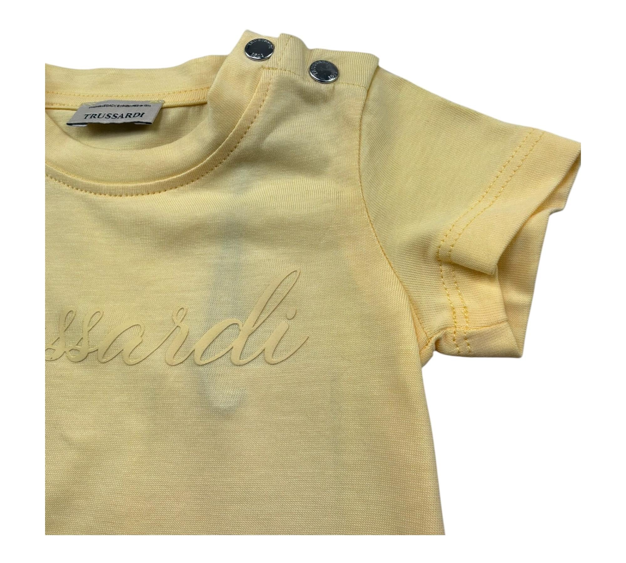 Trussardi T-Shirt Girocollo Tinta Unita con Logo per Neonato TIP26010TS GIALLO TRUSSARDI 