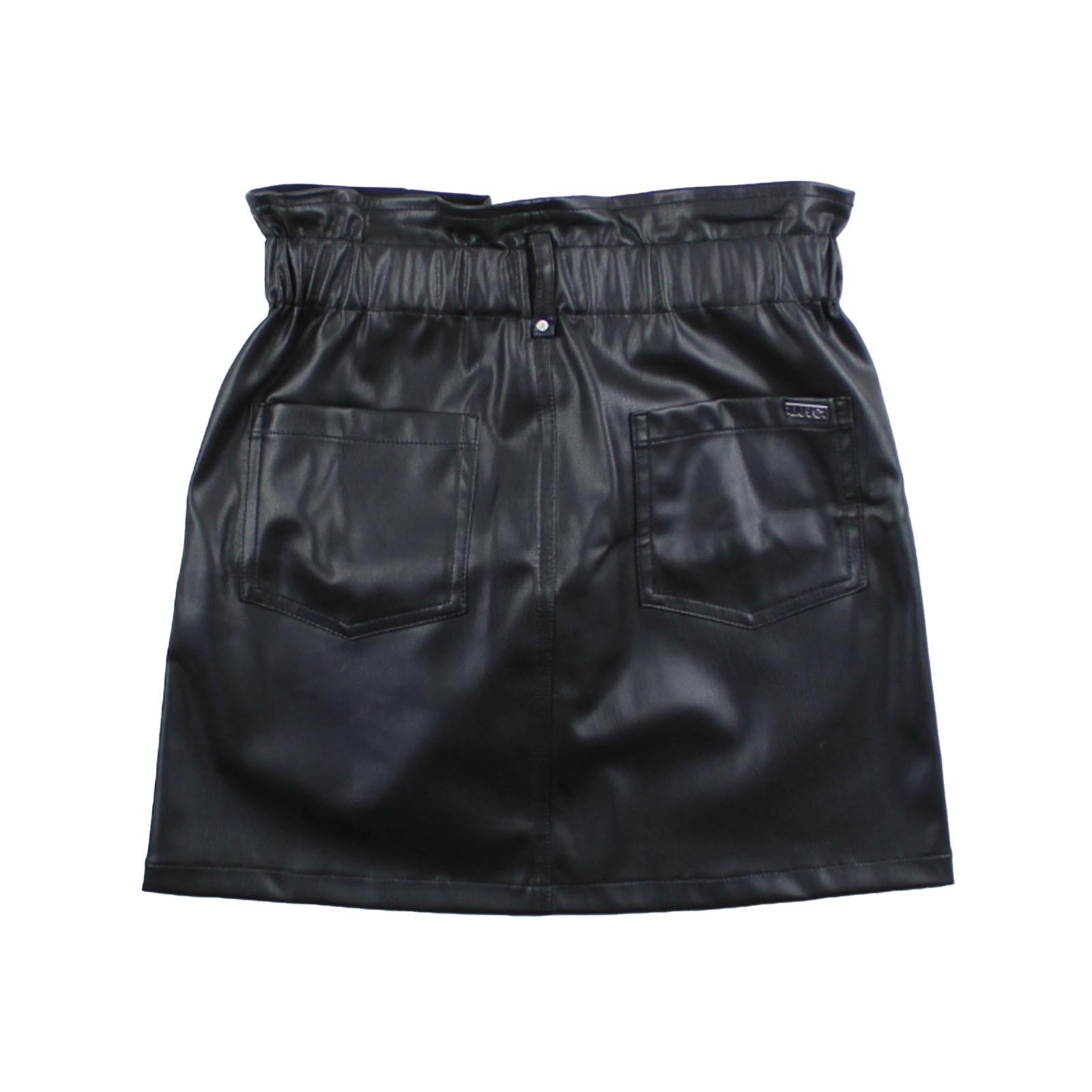 LIU JO gonna tinta unita in ecopelle Nero per Bambina GF3023X NERO LIU JO 