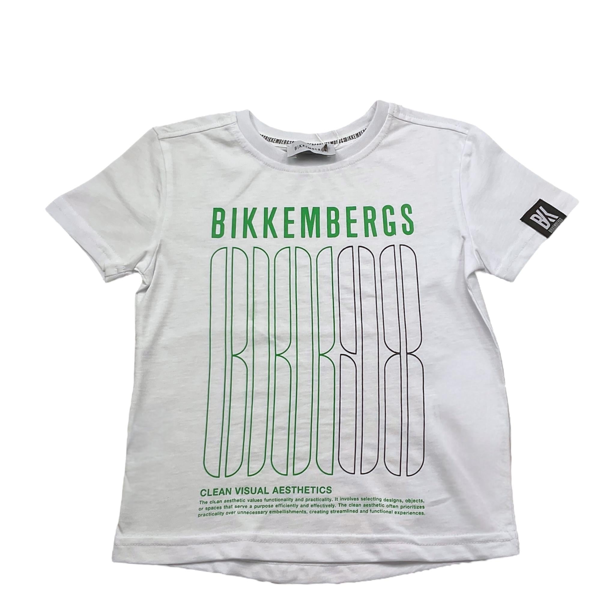 Bikkembergs T-Shirt Girocollo Tinta Unita con Stampa per Bambino BK3164 BIANCO BiKKEMBERGS 