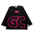 GCDS maxi shirt tinta unita girocollo con stampa Nero per Neonata 028775 NERO GCDS 