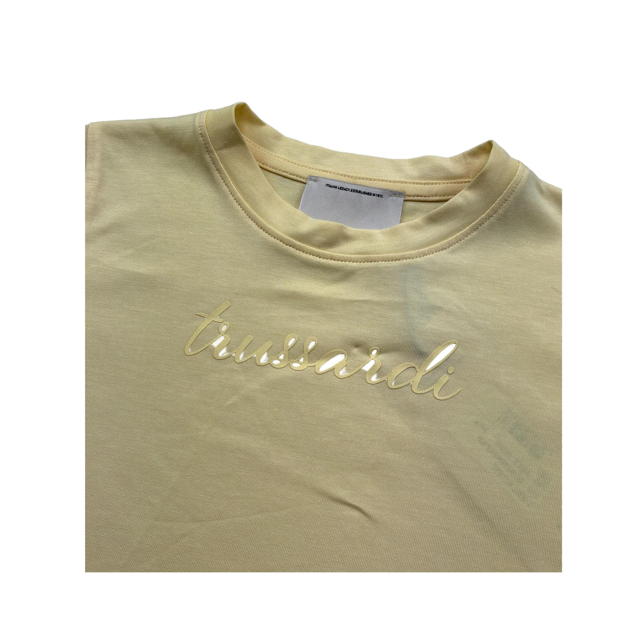 t.shirt girocollo tinta unita con stampa TGP26004TS GIALLO TRUSSARDI 