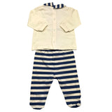 Lalalu' Complete 2 Piece Shirt-Ghettina Two-Tone Cream/Blue For Newborn