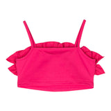 Twinset Solid Color Strapless Top With Fuchsia Ruffles For Girls