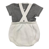 Emporio Armani Two-Tone White/Black Dungarees-T-Shirt Set for Newborns