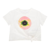 Chloe' T-Shirt Model Crop Crewneck Solid Color With White Print For Girls