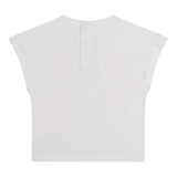 Billieblush Solid Color Crew Neck Printed Glitter T-Shirt White For Baby Girls