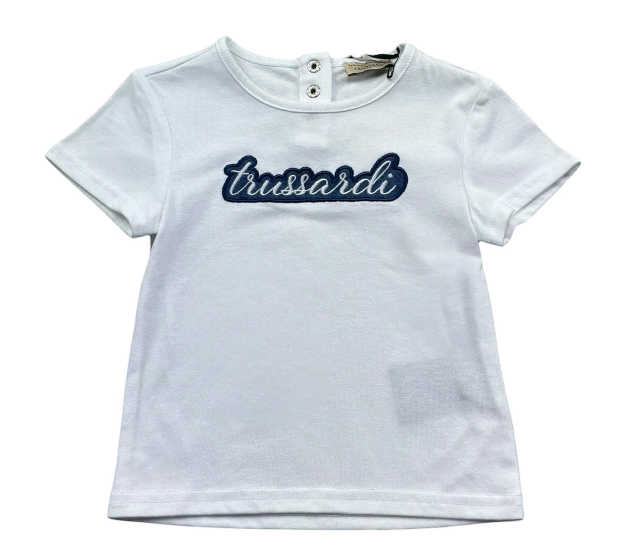 Trussardi T-Shirt Girocollo Tinta Unita con Logo per Neonato TIP26124TS BIANCO TRUSSARDI 