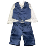Damper Dan 3-Piece Suit Vest-Shirt-Pants-Bow Ties Blue For Boys