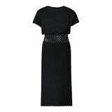Patrizia Pepe Black Perforated Plain Dress For Girls