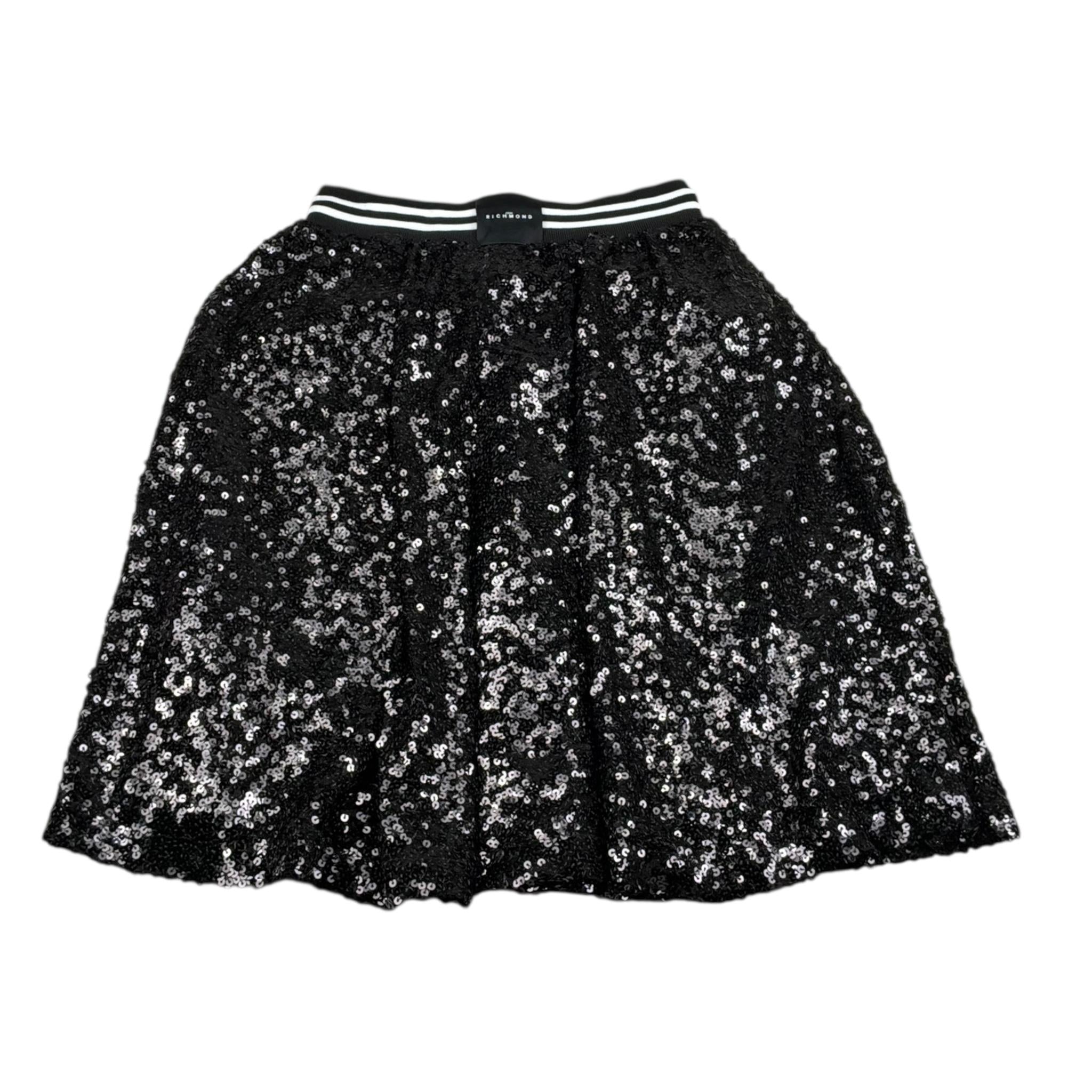 John Richmond Gonna Tinta Unita con Paillettes per Bambina RGP26195GO NERO JOHN RICHMOND 