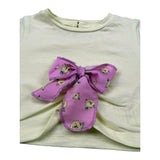 M+E' T-Shirt Girocollo Tinta Unita con Fiocco per Bambina UE1747 GIALLO M+E' 