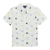 Guess Camicia Mezza Manica Tinta Unita con Stampe per Bambino N5GH01WBHQ1 BIANCO GUESS 