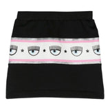 Chiara Ferragni Solid Color Printed Skirt Black For Girls