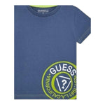 Guess T-Shirt Girocollo Tinta Unita con Stampa per Bambino N5RI19K8HM4 BLU GUESS 