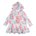 DAGA COLLECTION abito manica lunga con cappuccio stampe orsi Azzurro per Bambina M9803 AZZURRO DAGA COLLECTION 