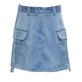 Vicolo Plain Satin Fabric Skirt With Elastic Waist Light Blue For Girls