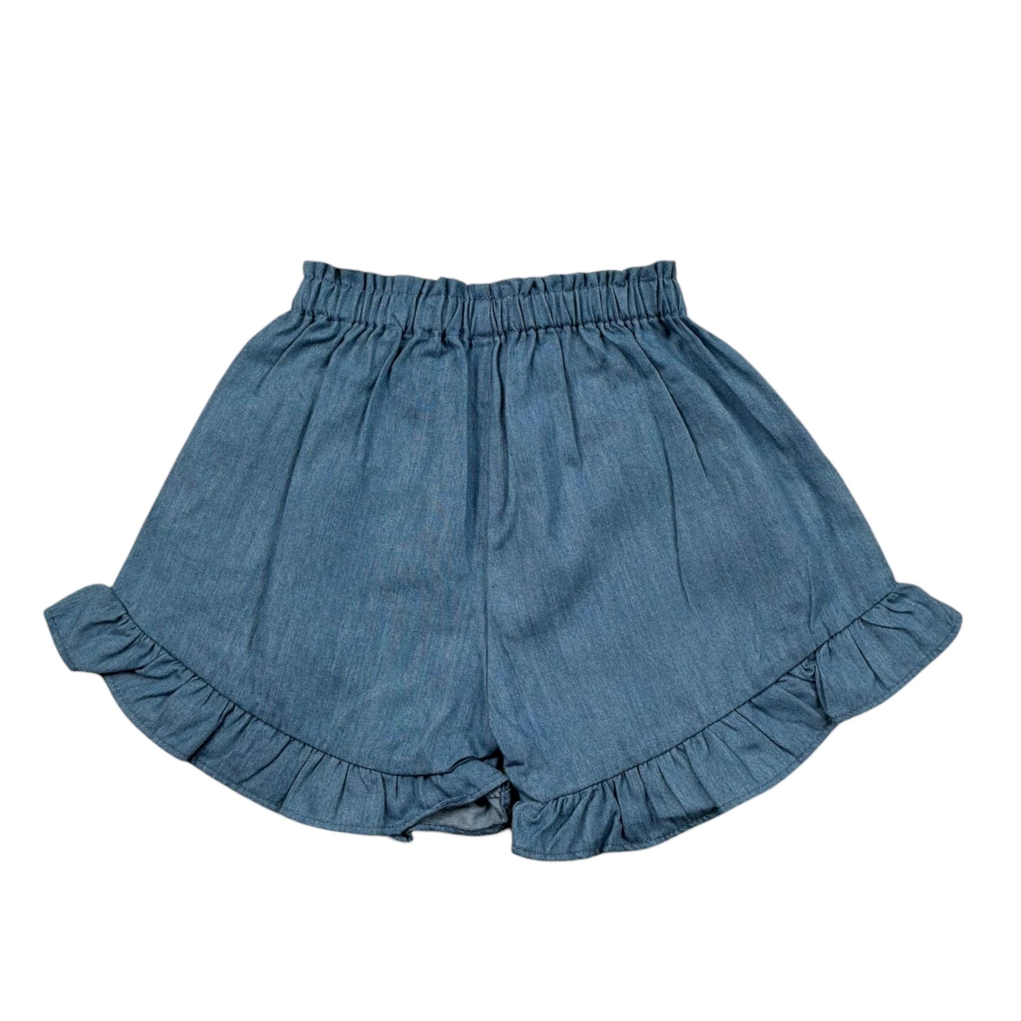 Petit Indi Short Tinta Unita con Elastico In Vita per Neonata SS25BK4637 BLU PETIT INDI 