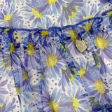 Alice Pi Solid Color Dress with Blue Flower Pattern for Baby Girl