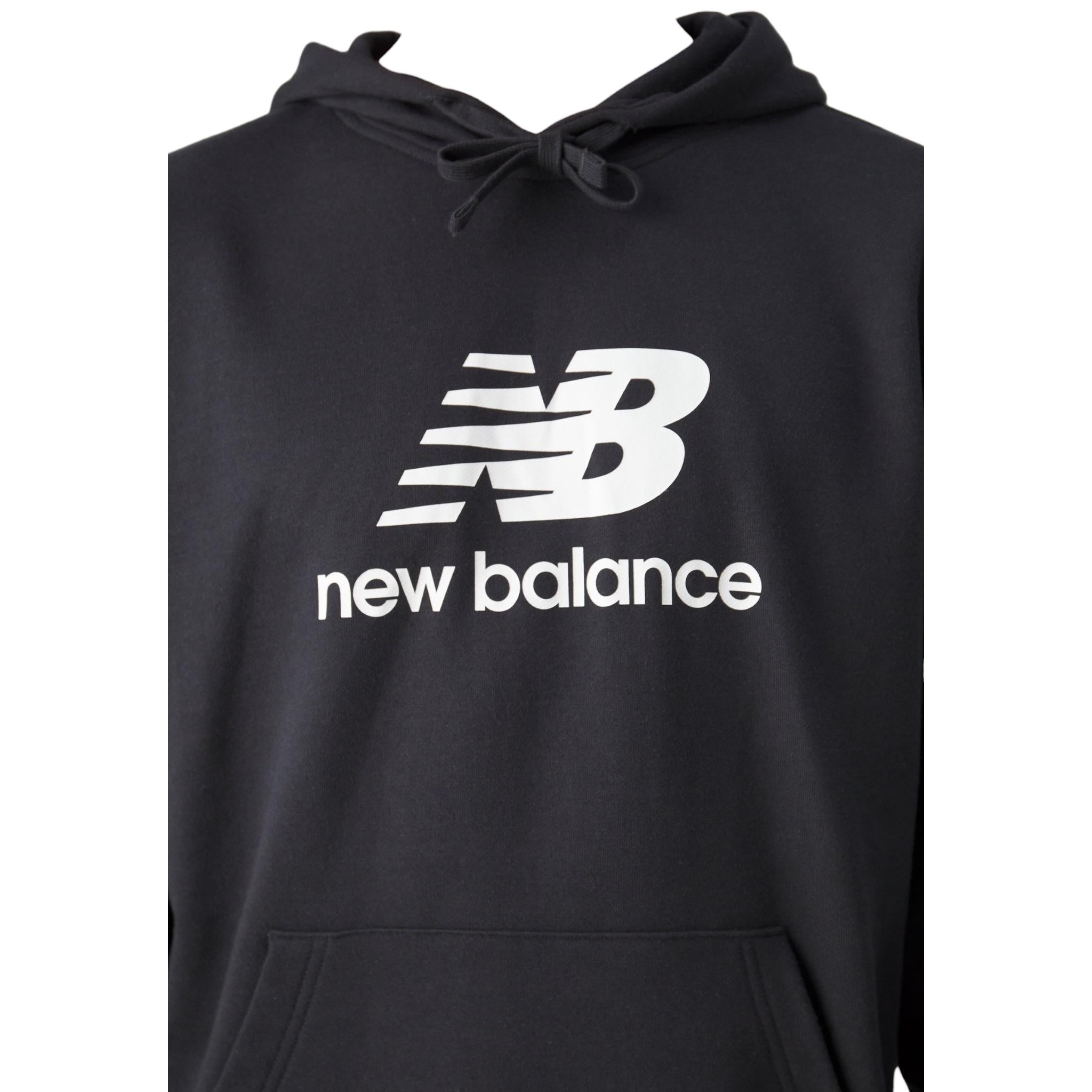 New Balance Felpa Chiusa con Cappuccio Tinta Unita con Logo per Bambino LAKB0062 NERO NEW BALANCE 
