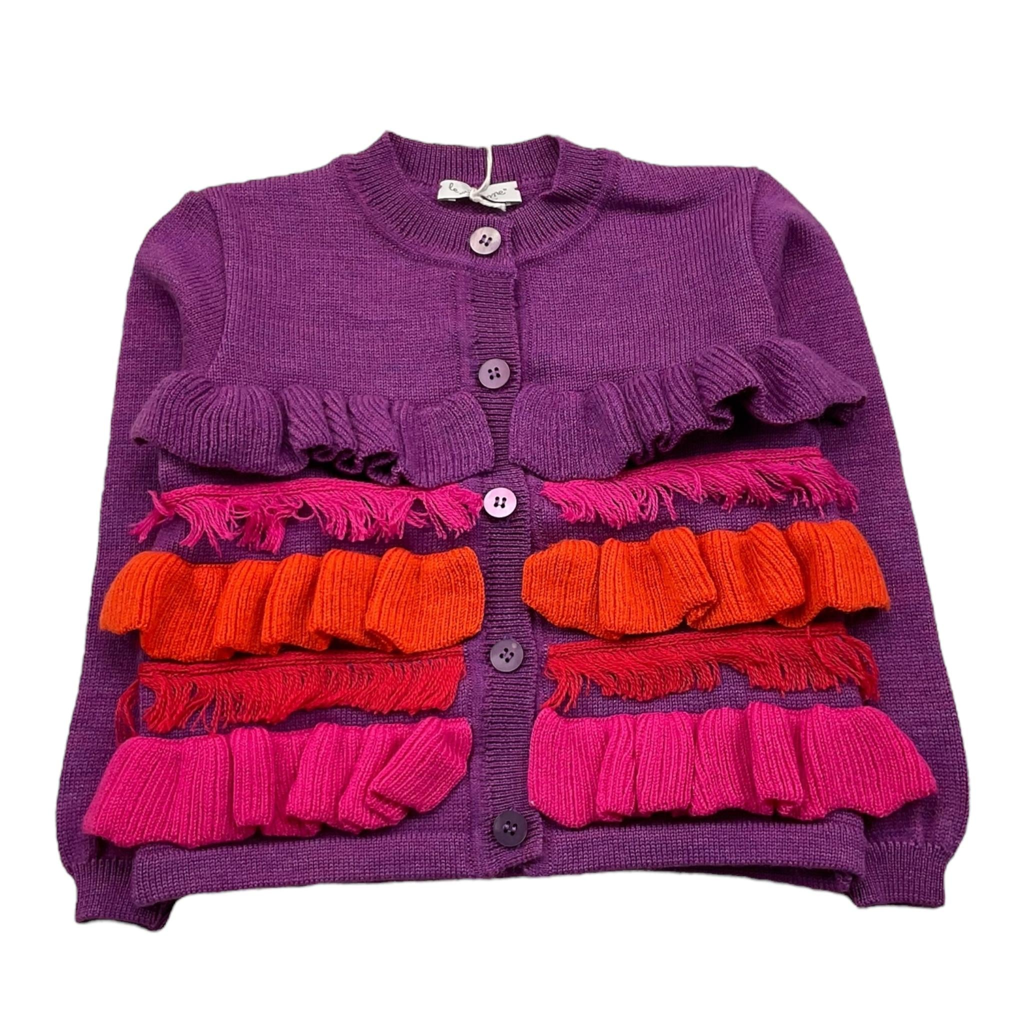 LE COCONNE cardigan tinta unita con frange in contrasto Viola per Bambina LCN2390J VIOLA LE COCONNE 