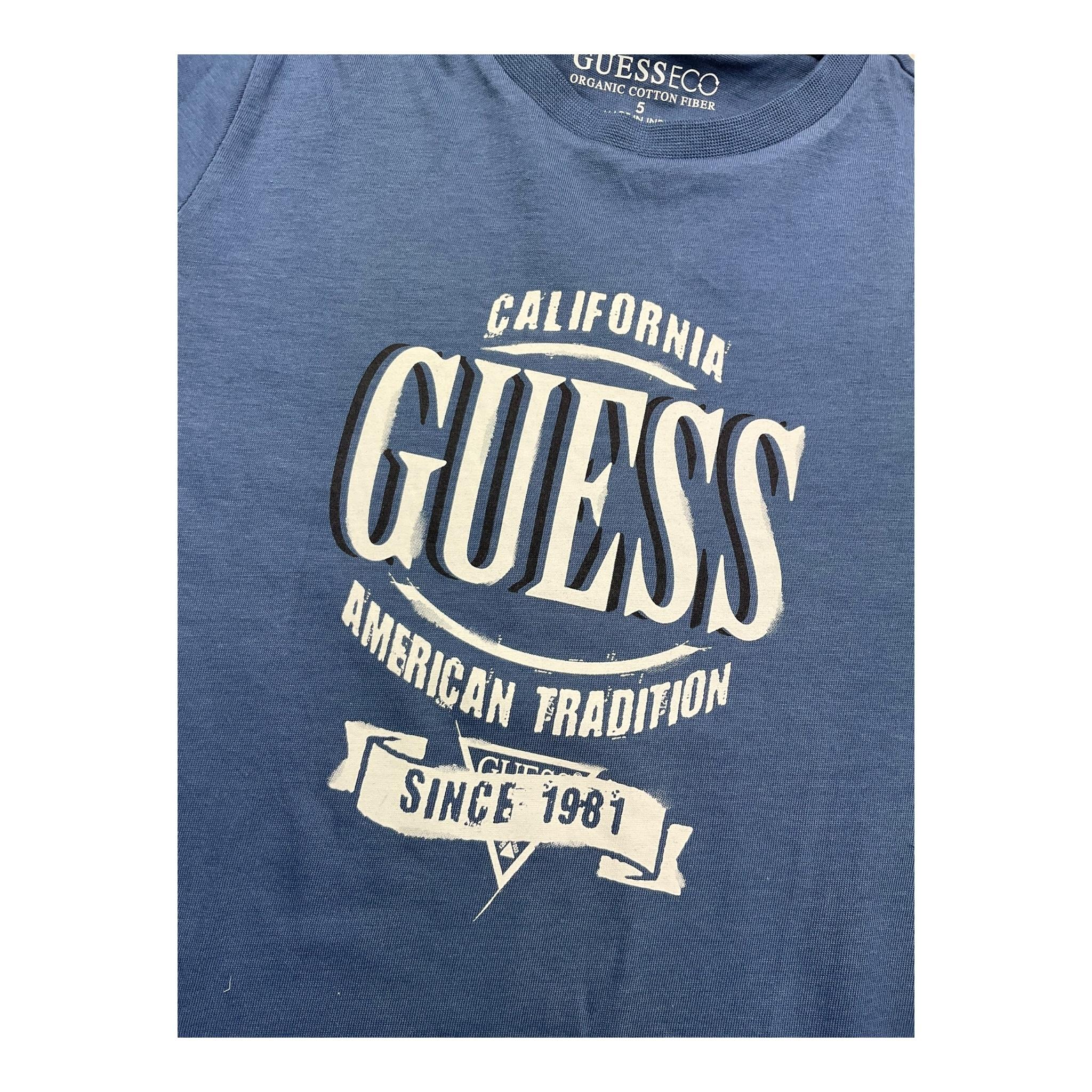 GUESS shirt girocollo tinta unita con stampa Blu per Neonato N4YI30K8HM4XX BLU GUESS 