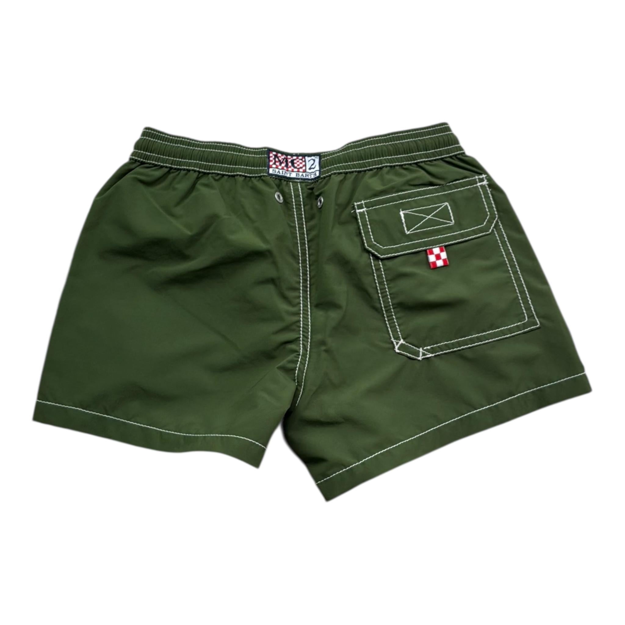 Saint Barth Costume Tinta Unita Modello Boxer con Stampa per Bambino 00454L VERDE SAINT BARTH 