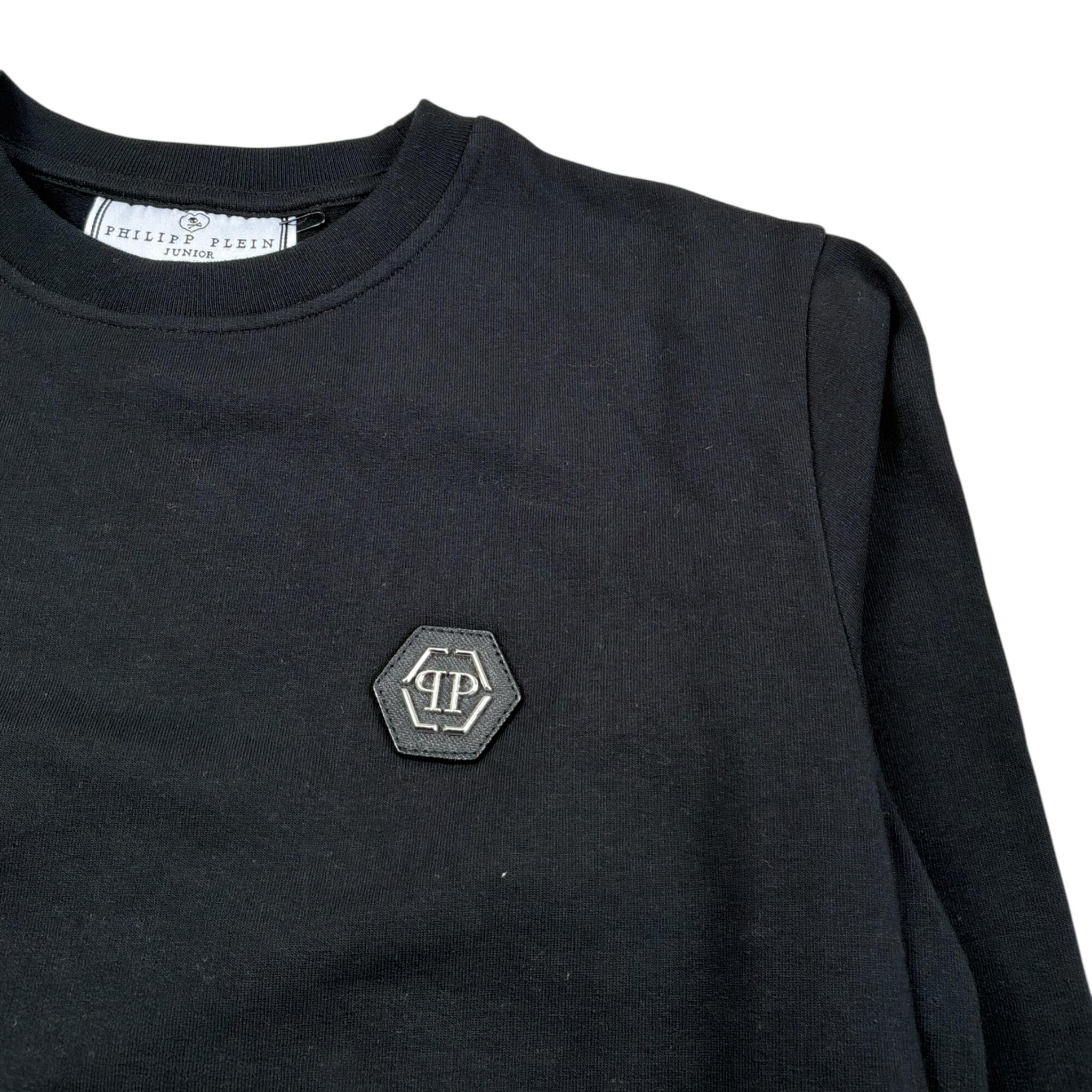 Philipp Plein Felpa Chiusa Girocollo tinta unita Nero per Bambino 31038 NERO PHILIPP PLEIN 